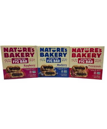 Natures Bakery Gluten Free Fig Bars Variety Bundle - Raspberry, Blueberry, Pomegranate with Recipe Card - Buy Online on SooperMarket.com