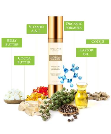 Healing Advanced Aftercare Cream - Organic Stretch Marks & Scar Treatment - Vitamin A E Castor Oil & Cocoa Butter - 50ml Belly Butter for Improved Circulation - Non-Invasive Care - Buy Online on SooperMarket.com