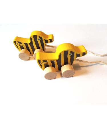 x Little Tiger Tiger Duck Wood 6cm With String ONE Set/Made In Germany/Encouraged To Pull Along Next Children's Birthday