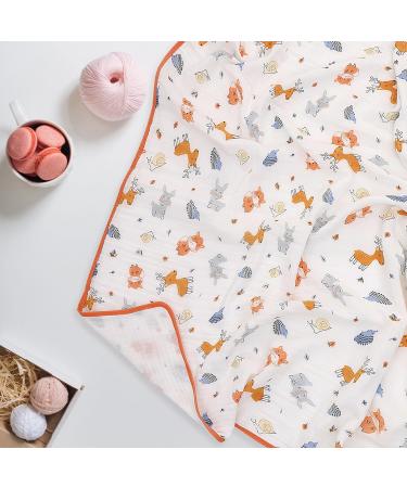 Miracle Baby Muslin Swaddle Blanket Cotton Summer | 110x150cm | Boys Girls Animal Print | Two Layers - Buy Online on SooperMarket.com