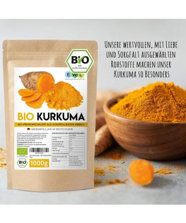 Organic Turmeric Powder 1kg - Certified Bio Controlled Cultivation Premium Curcuma Powder in Germany - Buy Online on SooperMarket.com
