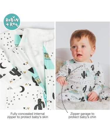100% Cotton Two-Way Zipper Baby Sleepsuit 3-6 Months - Unisex Footless Romper with Double Zip, Fold Over Cuffs - Teepee Design - Buy Online on SooperMarket.com