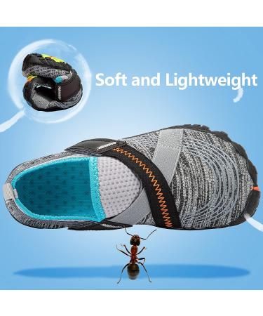 Kids Water Shoes - Lightweight Slip-On Aqua Sock for Boys & Girls - Comfort Sole for Easy Walking - Grey/Blue - Size 2 Big Kid - Buy Online on SooperMarket.com