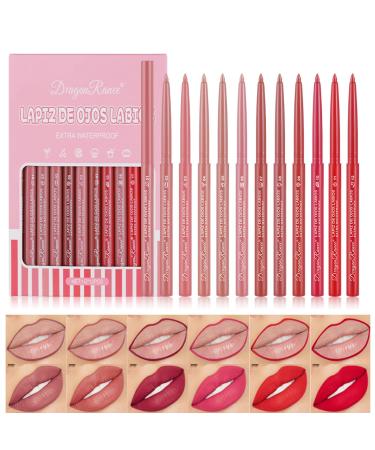 DENESTUP 12 Pcs Lip Liner Combo Lip plumper and long-lasting Wear Waterproof Non-Stick Cup Smooth Texture Matte Lip Gloss Gift Set