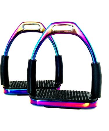 ExtremE RAINBOW GLOSS FILLIS SAFETY FLEXI BENDY STIRRUPS HORSE RIDING S/STEEL WITH BLACK TREADS 4.75" 12cm - Buy Online on SooperMarket.com