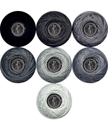 Soft 7 Colors Size 8 Crochet Yarn 2 Ply Cotton Thread for Crochet  Cross Stitch Needlepoint Hand Embroidery  Beaver Gray Gradient COLOR:414-5200