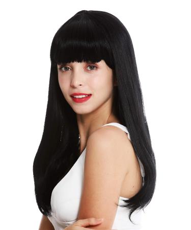 WIG ME UP MA116-1 Women's Long Straight Black Wig with Bangs - Retro 50s Style eCommerce Shipping Worldwide - Buy Online on SooperMarket.com
