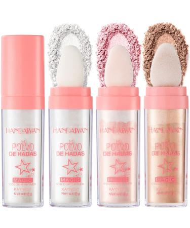 3 Color Polvo De Hadas Highlighter Makeup  Body Glitter Brightens the Natural Three-dimensional Face Blusher Patting Powder Fairy Shimmer Body Highlighter Powder polvo de hadas(01)