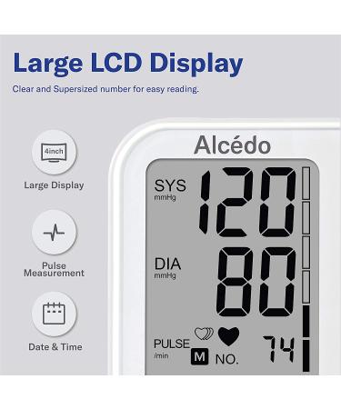 Alcedo Upper Arm Blood Pressure Monitor - Automatic Digital BP Machine with Wide-Range Cuff, LCD Screen, Talking Function, 2x120 Memory - For Home Use - Buy Online on SooperMarket.com