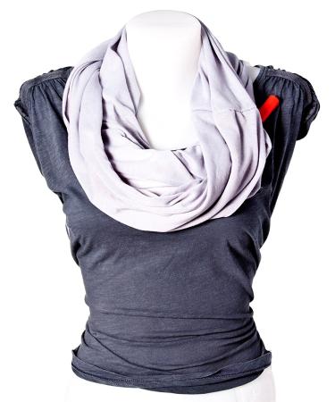 FlaskScarf Women's Jersey Infinity Novelty Flask Scarf (Hidden 8 Ounce Bladder) Solid Grey