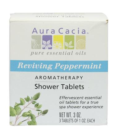 Aura Cacia Reviving Peppermint Aromatherapy Shower Tablets - 3 Pack (3 oz) | Refreshing Aromatherapy for Home Spa - Buy Online on SooperMarket.com