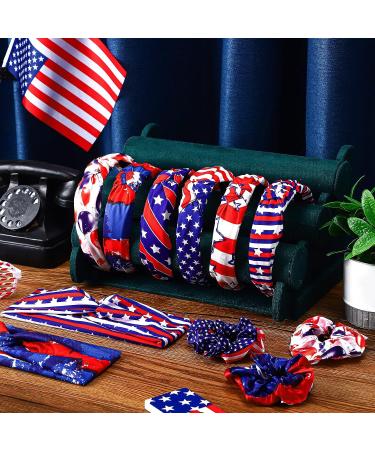 Patriotic American Flag Headband Set | 4th of July Hair Accessories Kit with Scrunchies - Buy Online on SooperMarket.com