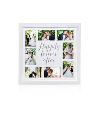 Pearhead Happily Ever After Collage Keepsake Wedding Photo Frame Wood Silver For Mr. And Mrs. Happily Ever After Collage Frame