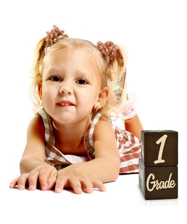 Solid Wood Baby Milestone Age Blocks - Gender Neutral Newborn Gifts & Keepsakes (3 Pcs, Brown) - Picture Props for Weekly, Monthly & Yearly Updates - Buy Online on SooperMarket.com