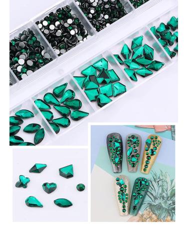 Kalolary Green Nail Rhinestones | Christmas 3D Flatback Red Crystal Charm Stones | Tweezer & Picker Set | DIY Acrylic Nail Art Decoration - Buy Online on SooperMarket.com