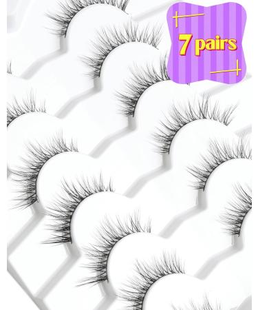 3D Mink Natural Fluffy False Lashes - 12mm C Curl Lightweight Look (7 Pairs) - Buy Online on SooperMarket.com