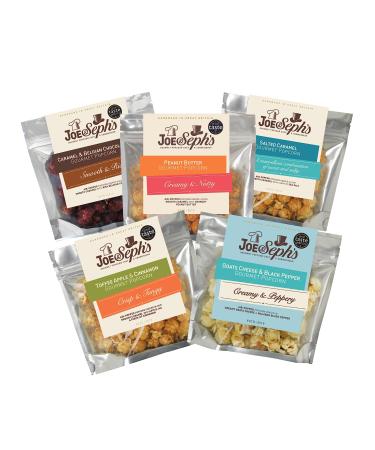Joe & Seph's Bestsellers Popcorn Tasting Box (5x30g) |gourmet popcorn air-popped popcorn 5 flavours gifts for men and women selection box popcorn for a party movenight snacks Gourmet 5 Count (Pack of 1)