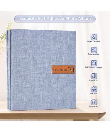 Popotop Large Self Adhesive Photo Album | 60 Pages Scrapbook for Family, Baby & Wedding | DIY Picture Book with Metal Pen | 11.5 x 10.6 in, Sky Blue - Buy Online on SooperMarket.com