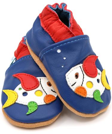 Dotty Fish Soft Leather Baby Shoes for Boys | Non Slip Toddler Shoes with Animal Designs | 3-4 Years | Multicoloured Fish - Buy Online on SooperMarket.com