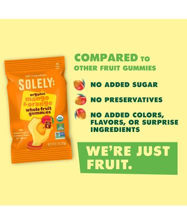 SOLELY Organic Mango Orange Fruit Gummies 3.5 oz | Vegan & Natural | Pack of 5 - Buy Online on SooperMarket.com