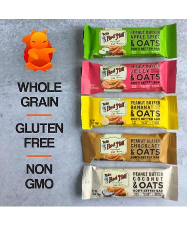 Peaceful Squirrel Variety  Bob's Red Mill Peanut Butter Oat Bars  Variety of 10 Bars  5 Flavors  Gluten Free  Non-GMO  1.76 Ounce - Buy Online on SooperMarket.com