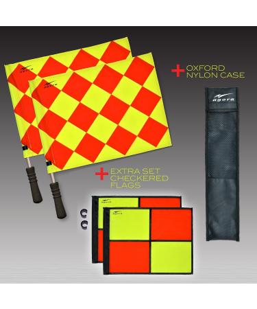 AGORA Pro Line Duo Premium Rotating Soccer Referee Flags with Case - Red/Yellow - Buy Online on SooperMarket.com