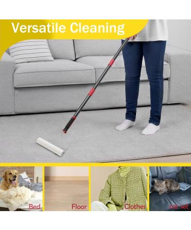 Long Lint Roller for Floor & Carpet - 9.5 Extra Sticky Pet Hair Remover with 4 Refills - Giant Lint Roller for Couch Sofa & Car Cleaning - Buy Online on SooperMarket.com