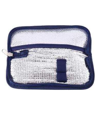 Knadgbft Portable Insulin Cooler Bag Diabetic Insulin Travel Case Cooler Pill Box Aluminum Foil Ice Bag (Navy Blue)