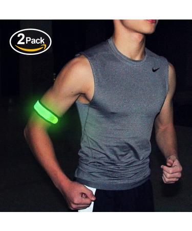 Pack of 2pcs- LED Sports Saftey Flashing Reflective Armband with High Visibility Light up Glow in The Dark Bracelet for Cycling  Jogging  Walking and Running (Green) - Buy Online on SooperMarket.com
