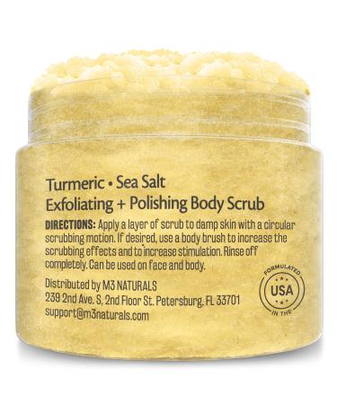 Turmeric Exfoliating Body Scrub with Collagen and Coconut Oil | Gently Exfoliate Face & Body | Moisturizing SkinCare by M3 Naturals - Buy Online on SooperMarket.com