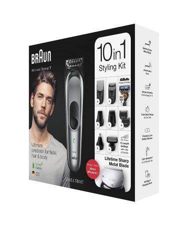 Braun Hair Clippers for Men MGK7221 - 10-in-1 Body Grooming Kit with Beard, Ear, and Nose Trimmer - Black/Silver - Buy Online on SooperMarket.com