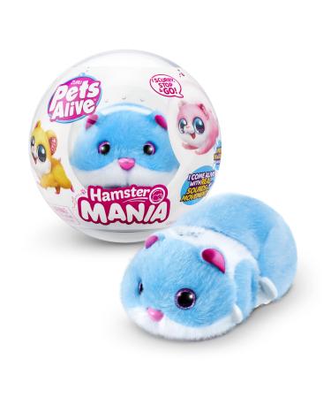 Pets Alive Hamster Mania by ZURU Blue Hamster Pet Nurture Soft Toy Real Alive 20+ Sounds Interactive Electronic Pet Ages 3+ (Blue)