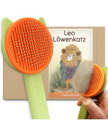 Cat brush for long-haired and short hair cats with a 1-click function for a quick and easy self-cleaning: the relaxed type of animal hair removal