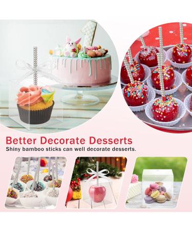 10+10 Candy Apple Kits AngleKai 10Pcs Bling Candy Apple Sticks/ 10Pcs Candy Apple Boxes/ 25 Yard Ribbon Rhinestone Caramel Apple Sticks Clear Candy Apple Boxes with Hole Silver White - Buy Online on SooperMarket.com