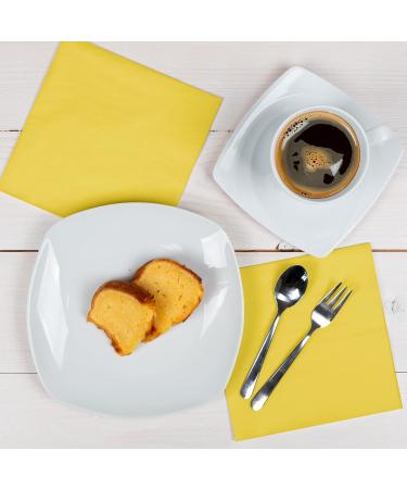 HEKU 100 High-Quality Yellow 3-Layer Napkins | 33x33cm | 5-Pack for Events & Gastronomy | Highly Absorbent and Stylish - Buy Online on SooperMarket.com