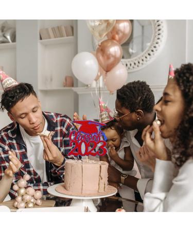 Rsstarxi 1 Pack Congrats Class of 2023 Cake Topper Glitter Class of 2023 Grad Cap Cake Pick Decoration for High School College 2023 Graduation Theme Party Cake Decorations Red Style 8 Red - Buy Online on SooperMarket.com