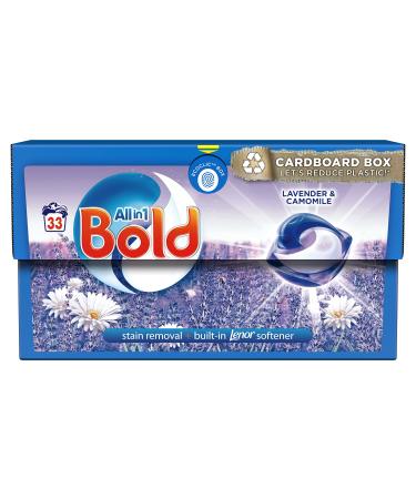 Bold All-in-1 PODS Washing Liquid Laundry Detergent Capsules 33 Washes Lavender & Camomile For Brilliant Clean With Built-In Fabric Softener Lavender 33 count (Pack of 1)