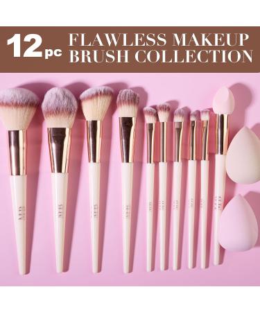 Expressions 12pc Flawless Makeup Brush Set - Vanilla Rose Gold | Premium Glitter Cosmetic Brushes for Contouring & Highlighting - Buy Online on SooperMarket.com
