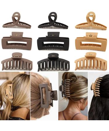 9-Count Neutral Big Hair Claw Clips for Thick Hair - Strong Hold Hair Styling Accessories for Women & Girls - Buy Online on SooperMarket.com