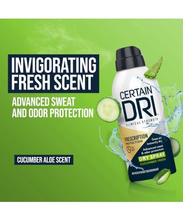 Certain Dri Clinical Antiperspirant Deodorant Spray for Men & Women - 4.2 oz Pack of 2 | Fast Acting Cucumber Fresh Protection Against Excessive Sweating - International Shipping - Buy Online on SooperMarket.com
