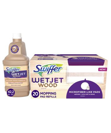 Swiffer WetJet Mops for Floor Cleaning, Hardwood Floor Cleaner, Mopping Refill Bundle, Includes: 20 Pads, 1 Cleaning Solution
