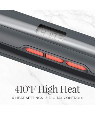 Remington S5500TA Anti-Static Flat Iron | 1 " Floating Ceramic Plates & Digital Controls | Hair Straightener - Grey/Coral | International Shipping Available - Buy Online on SooperMarket.com