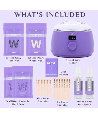 Waxxcity Waxing Kit for Women Men - 14oz Hard Wax Beads - Digital Home Wax Kit for Sensitive Skin - Brazilian Bikini Eyebrow Armpit Hard Hot Wax Pot - Purple - Buy Online on SooperMarket.com