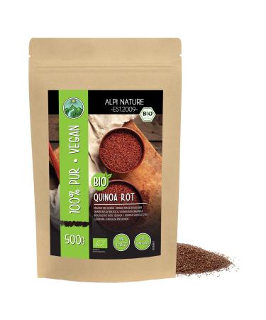 Bio quinoa red (500g) red quinoa organic from controlled organic cultivation gluten -free lactose -free laboratory test vegan 100% natural without additives 500 g (1 Pack)