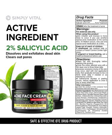 Acne Medication Face Cream - Fast Acting USA-Made Treatment for Stubborn Pimples, Blackheads, Whiteheads - Soothing Moisturizer for Acne Relief & Scar Prevention - 2oz - Buy Online on SooperMarket.com