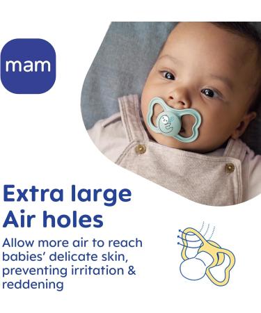MAM Air Night Soothers 16+ Months (Pack of 2) Glow in the Dark Baby Soothers with Self Sterilising Travel Case Newborn Essentials Blue (Designs May Vary) Blue Night 1 12+ M Soother - Buy Online on SooperMarket.com
