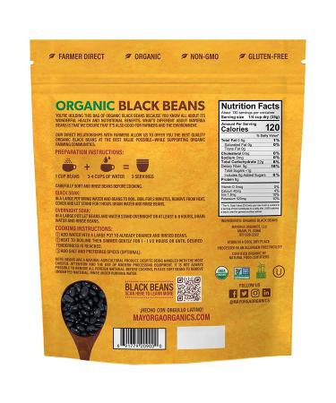 Mayorga Organic Dry Black Beans - USDA Certified, Non-GMO, Gluten-Free - 10 lb Resealable Bag | Direct Trade, Kosher - Frijoles Negros - Buy Online on SooperMarket.com