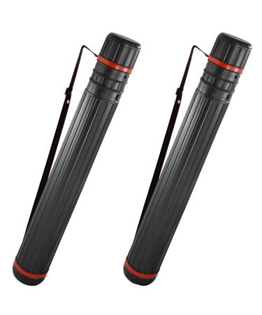 MyGift Heavy Duty Black Plastic 45 Inch Expanding Document Tube  Jumbo Poster Tube with Strap  Set of 2