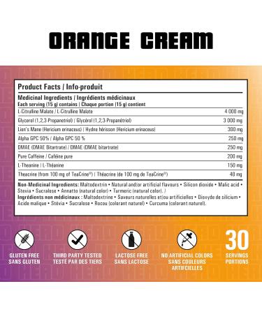 Revolution Nutrition Uprising Hero Citrulline Malate 2:1 DMAE Lion's Mane Caffeine For Men & Women 450g 30 Servings Orange Cream Orange Cream 450g - Buy Online on SooperMarket.com