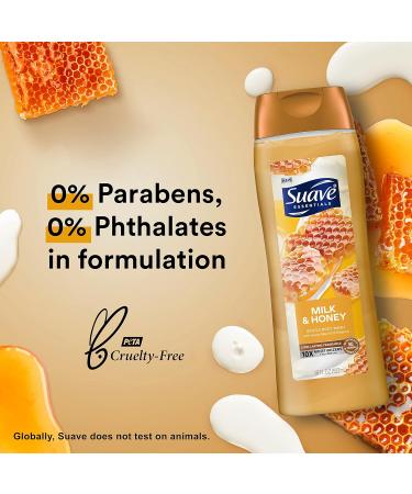 Suave Essentials Milk & Honey Body Wash - 6-Pack | Enriched with Vitamin E & Honey Extract | 18 oz - Buy Online on SooperMarket.com